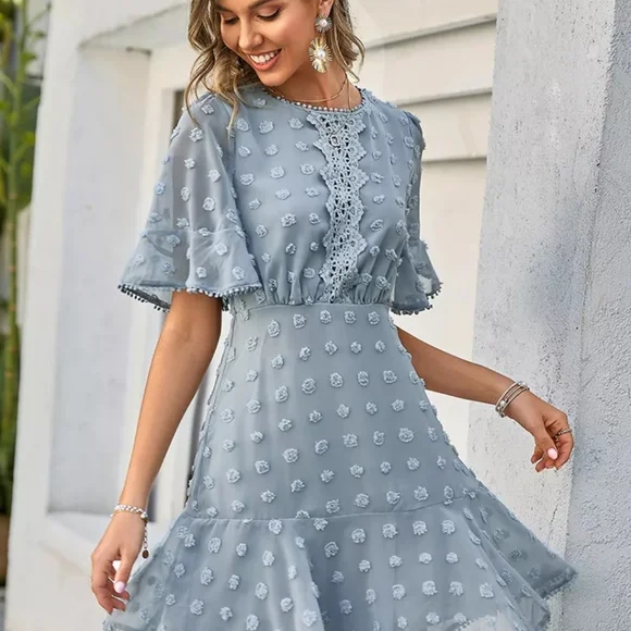 sachin and babi light blue dress Plus Size Chiffon Long Sleeve Maxi Dress – 2020AVE main image 0